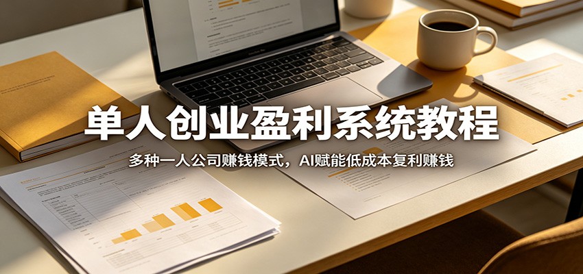 单人创业盈利系统教程：多种一人公司赚钱模式，AI赋能低成本复利赚钱-梦清研习社