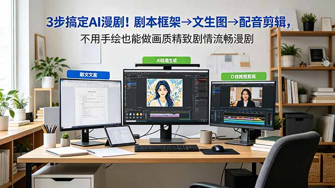 3步搞定AI漫剧！剧本框架→文生图→配音剪辑，不用手绘也能做画质精致剧情流畅漫剧-梦清研习社