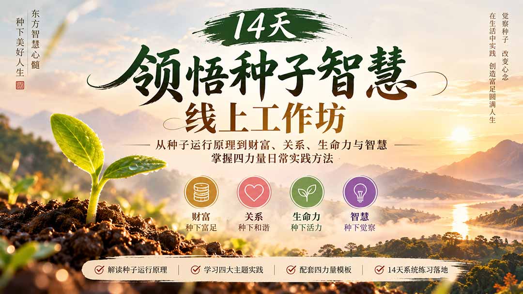 14天领悟种子智慧线上工作坊｜从种子运行原理到财富、关系、生命力与智慧，掌握四力量日常实践方法-梦清研习社