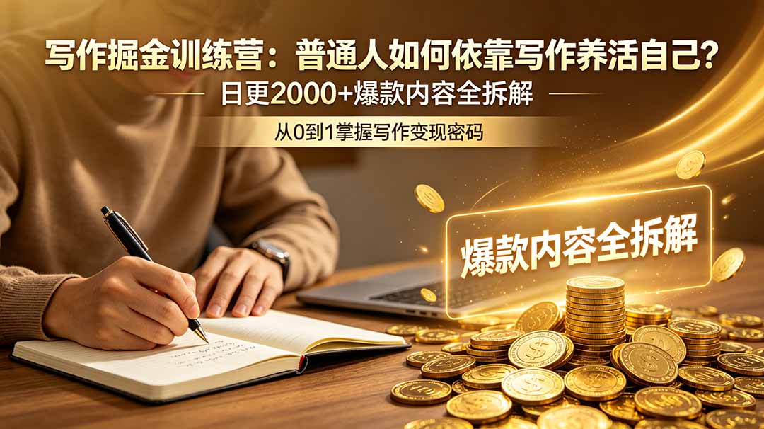 写作掘金训练营：普通人如何依靠写作养活自己？日更2000+爆款内容全拆解-梦清研习社