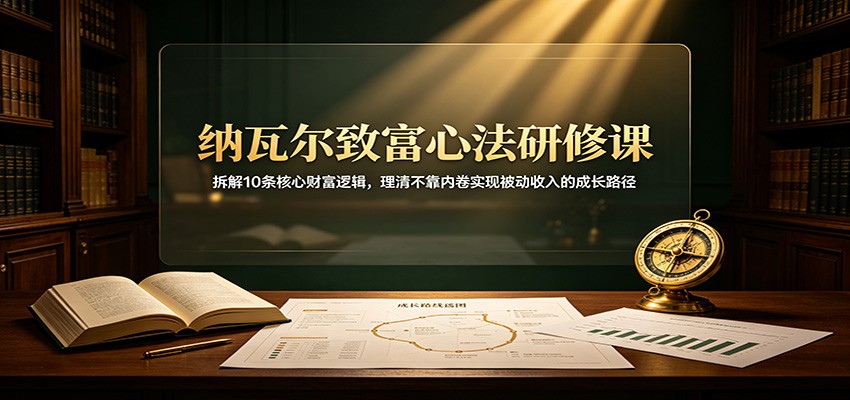 纳瓦尔致富心法研修课：拆解10条核心财富逻辑，理清不靠内卷实现被动收入的成长路径-梦清研习社