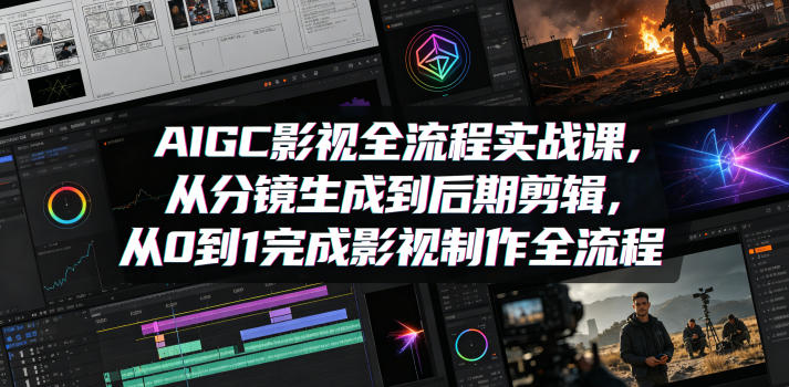 AIGC影视全流程实战课，从分镜生成到后期剪辑，从0到1完成影视制作全流程-梦清研习社