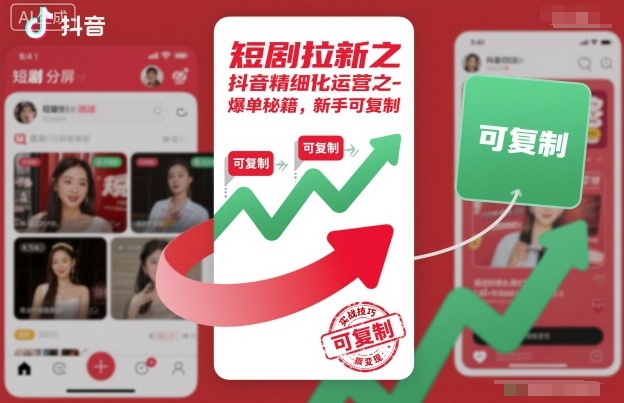 短剧拉新之抖音精细化运营之爆单秘籍,新手可复制-梦清研习社