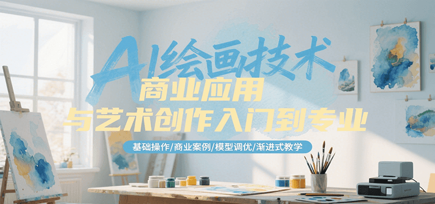 AI绘画技术商业应用与艺术创作入门到专业,基础操作/商业案例/模型调优/渐进式教学-梦清研习社