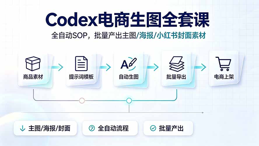 Codex电商生图全套课｜全自动SOP，批量产出主图/海报/小红书封面素材-梦清研习社