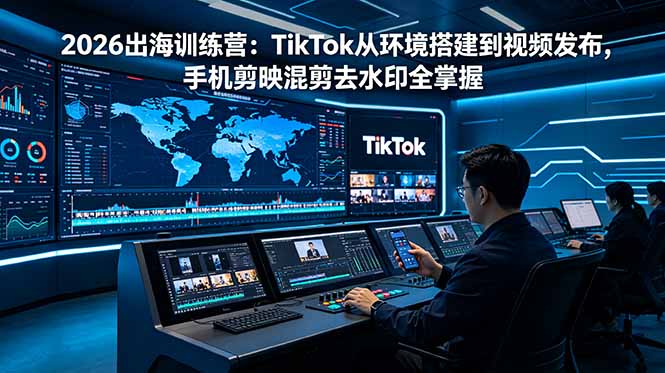 2026出海训练营：TikTok从环境搭建到视频发布，手机剪映混剪去水印全掌握-梦清研习社