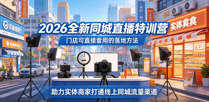 2026全新同城直播特训营，门店可直接套用的落地方法，助力实体商家打通线上同城流量渠道-梦清研习社