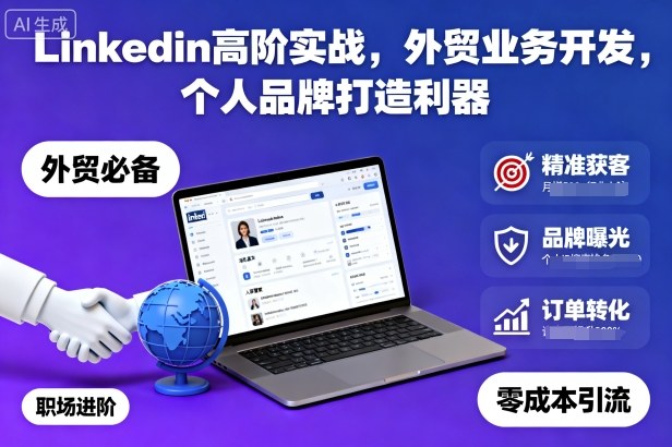Linkedin高阶实战，外贸业务开发，个人品牌打造利器-梦清研习社