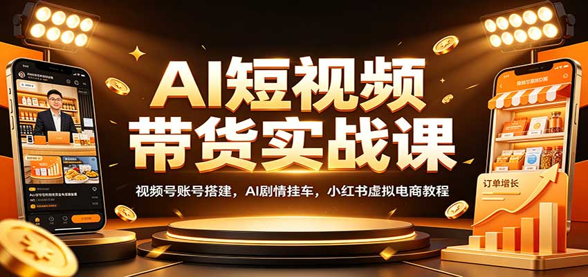AI短视频带货实战课：视频号账号搭建，AI剧情挂车，小红书虚拟电商教程-梦清研习社
