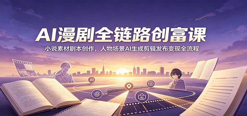 AI漫剧全链路创富课：小说素材剧本创作，人物场景AI生成剪辑发布变现全流程-梦清研习社