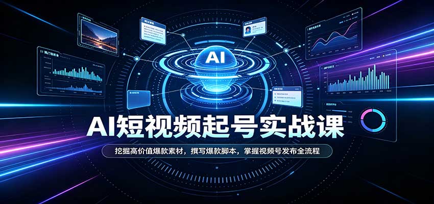 短视频AI起号实战课：挖掘高价值爆款素材，撰写爆款脚本，掌握视频号发布全流程-梦清研习社