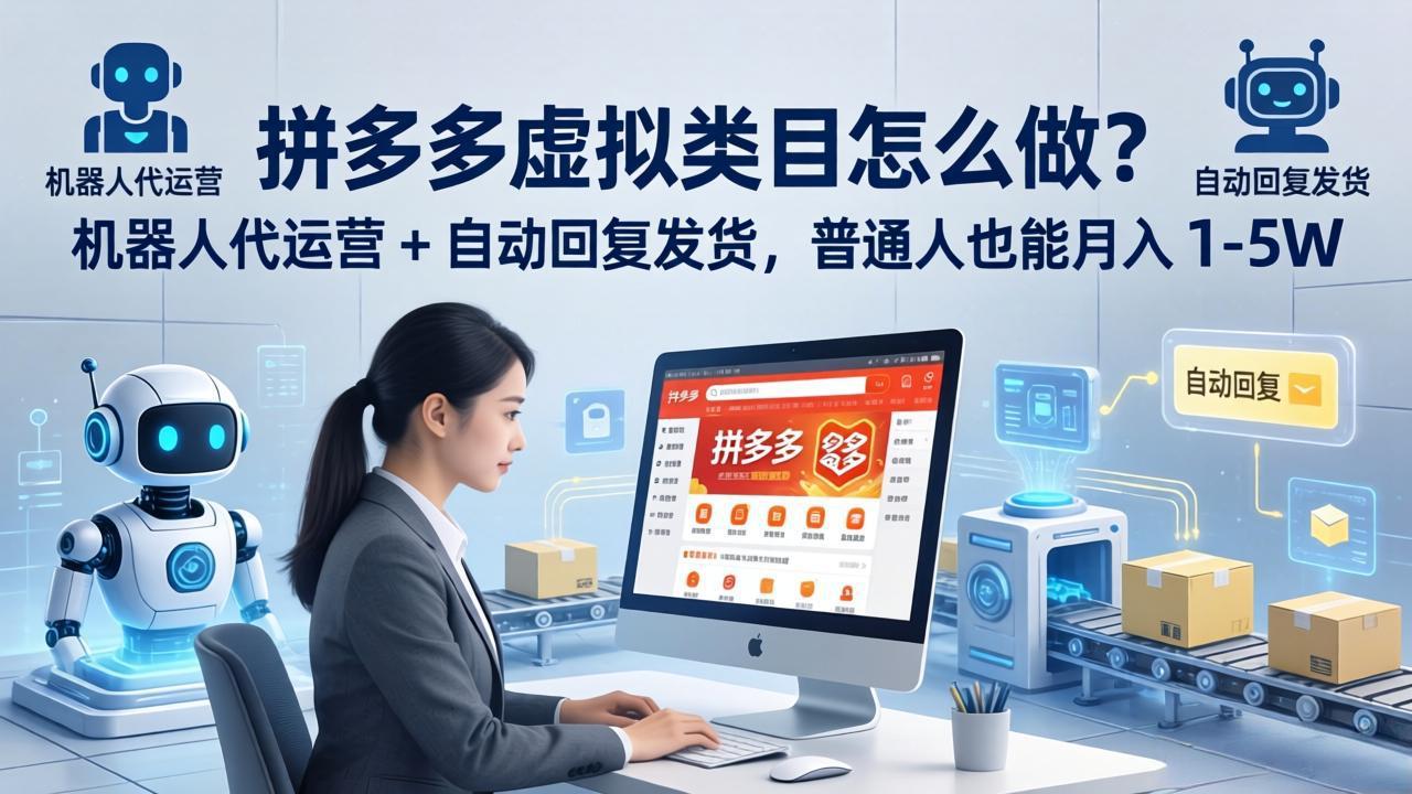 拼多多虚拟类目怎么做？机器人代运营 + 自动回复发货，普通人也能月入 1-5W-梦清研习社