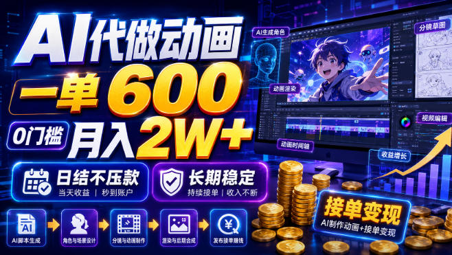 AI代做动画，一单600，0门槛月入2W+，日结不压款，长期稳定【揭秘】-梦清研习社