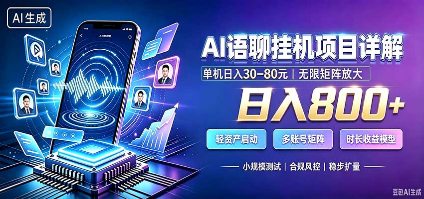AI语聊挂机，日入800+，适用个人副业，工作室矩阵操作-梦清研习社