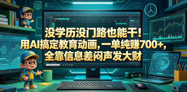 没学历没门路也能干!用AI搞定教育动画,一单纯賺700+,全靠信息差闷声发大财【揭秘】-梦清研习社