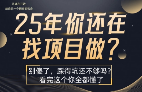 25年，你还在疯狂的找项目吗？别傻了，看完这个你都懂了【揭秘】-梦清研习社