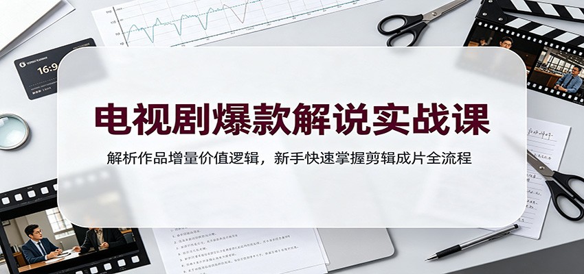 电视剧爆款解说实战课：解析作品增量价值逻辑，新手快速掌握剪辑成片全流程-梦清研习社