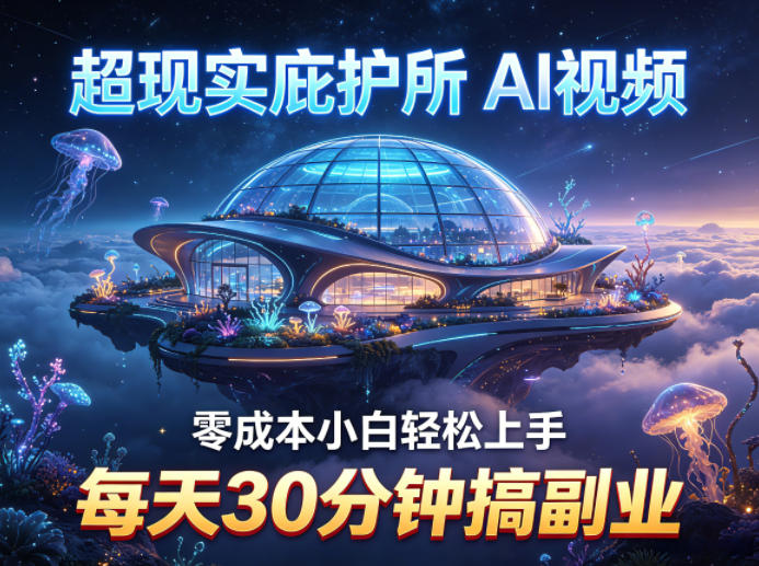 超现实庇护所AI视频项目拆解，零成本小白轻松上手，每天30分钟搞副业-梦清研习社