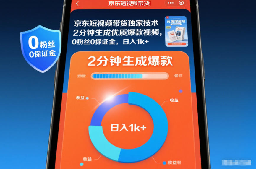 京东短视频带货独家技术,2分钟生成一条优质爆款视频,0粉丝0保证金,日入1k+【揭秘】-梦清研习社