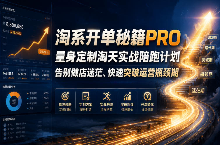 淘系开单秘籍PRO，量身定制淘天实战陪跑计划，告别做店迷茫、快速突破运营瓶颈期(更新260906)-梦清研习社