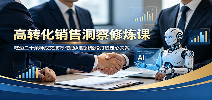 高转化销售洞察修炼课：吃透二十余种成交技巧，借助AI赋能轻松打造走心文案-梦清研习社