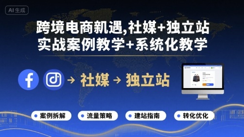 跨境电商新机遇,社媒+独立站,实战案例教学+系统化教学-梦清研习社