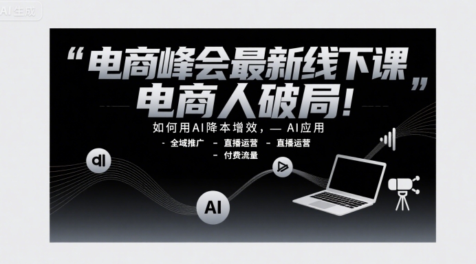 电商峰会最新线下课，电商人破局，如何用AI降本增效，AI应用-全域推广-直播运营-付费流量-梦清研习社