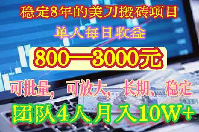 稳定8年的美刀搬砖项目,单人每日收益800—3000.团队4人月入10W+.可线下-梦清研习社