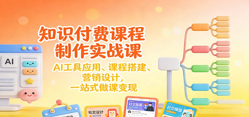 知识付费课程制作实战课：AI工具应用 、课程搭建、营销设计，一站式做课变现-梦清研习社