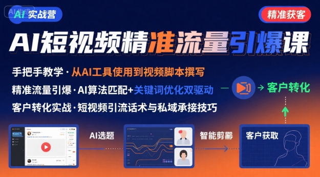 AI+短视频引爆精准客户实战营,手把手教你引爆Ai短视频精准流量-梦清研习社