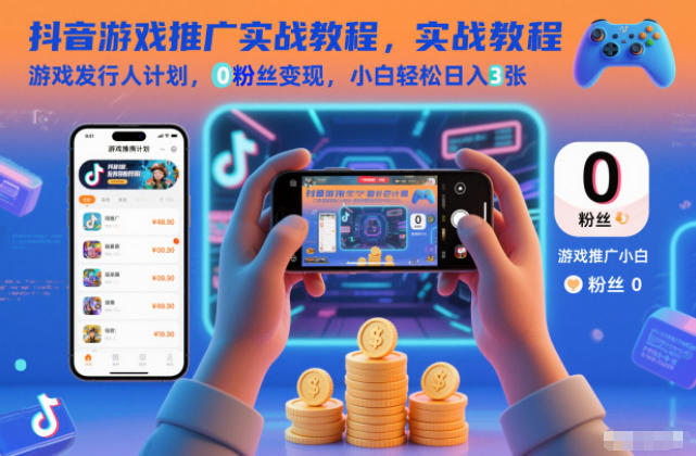 抖音游戏推广实战教程,游戏发行人计划,0粉丝变现,小白轻松日入3张-梦清研习社