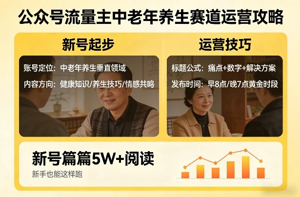 公众号流量主中老年养生赛道,新号篇篇5W+阅读,新手也能这样跑-梦清研习社