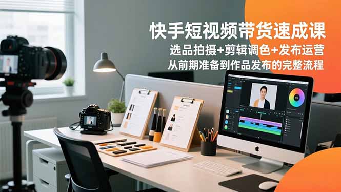 快手短视频带货速成课，选品拍摄+剪辑调色+发布运营，从前期准备到作品发布的完整流程-梦清研习社