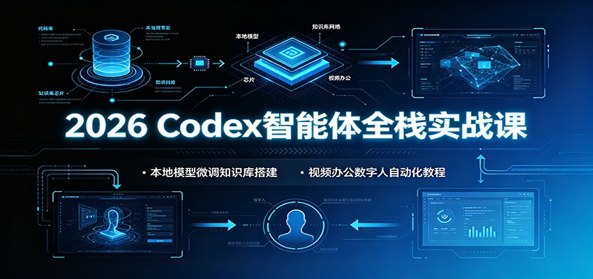 2026 Codex智能体全栈实战课：本地模型微调知识库搭建，视频办公数字人自动化教程-梦清研习社