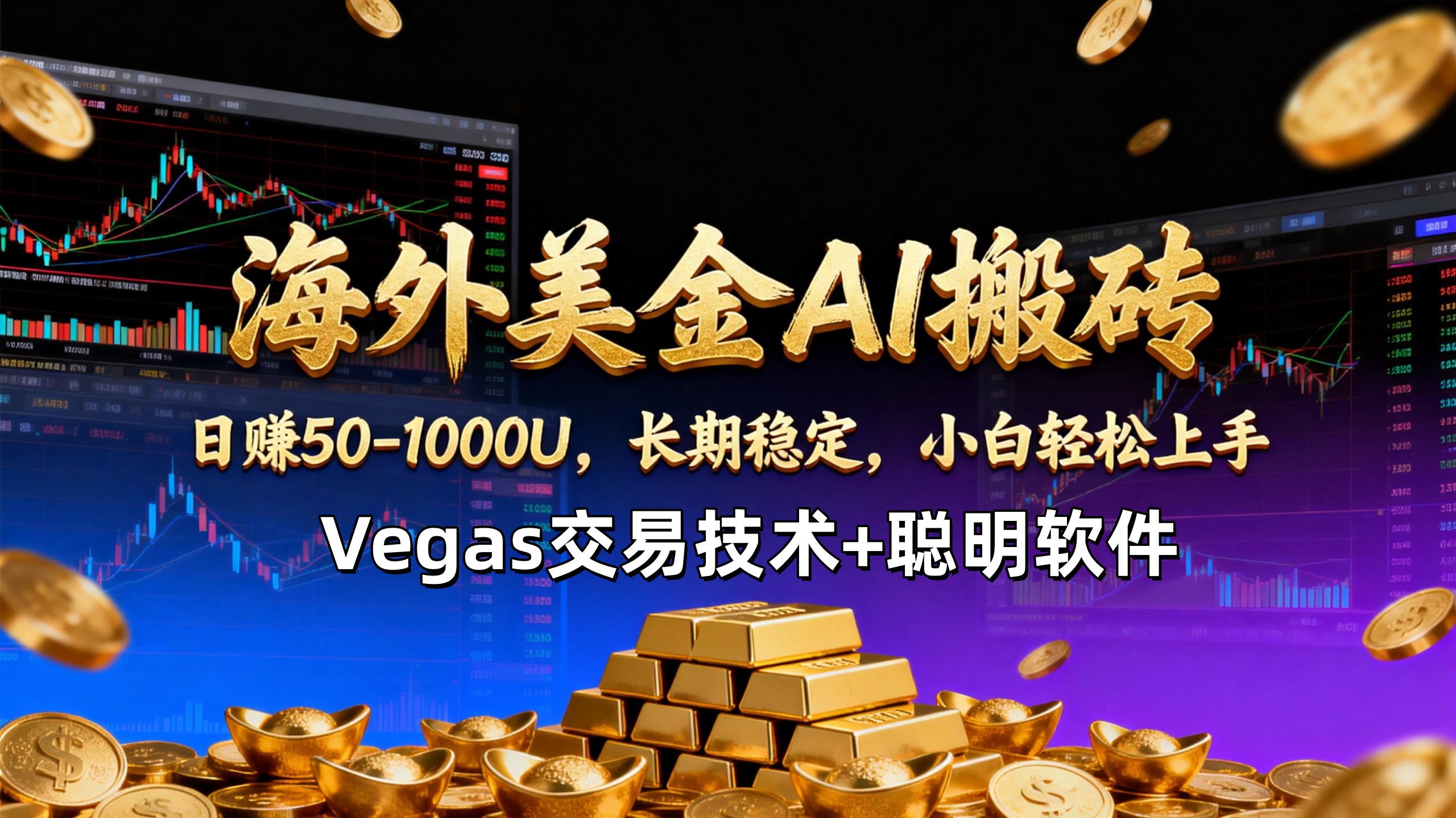【海外美金AI搬砖】Vegas交易技术+聪明软件，日赚50-1000U，长期稳定，小白轻松上手。-梦清研习社