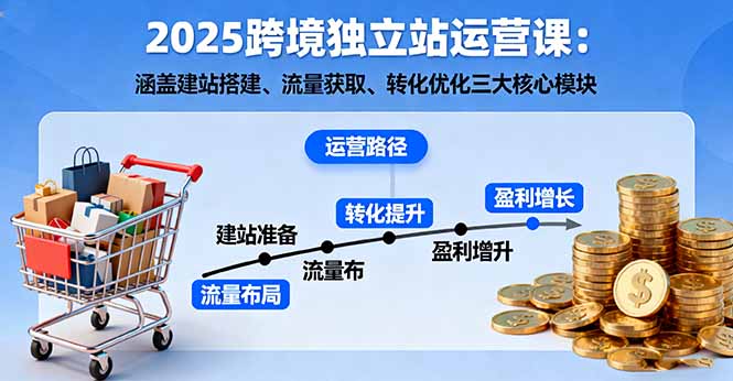 2025跨境独立站运营课:涵盖建站搭建、流量获取、转化优化三大核心模块-梦清研习社