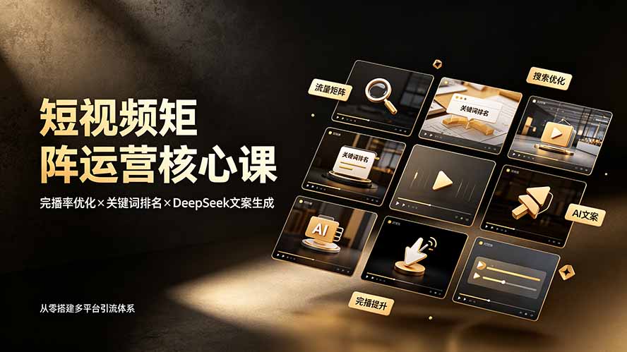 短视频矩阵运营核心课：完播率优化×关键词排名×DeepSeek文案生成，从零搭建多平台引流体系-梦清研习社