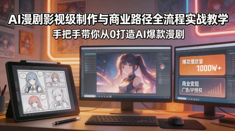 AI漫剧影视级制作与商业路径全流程实战教学，手带你从0打造AI爆款漫剧-梦清研习社