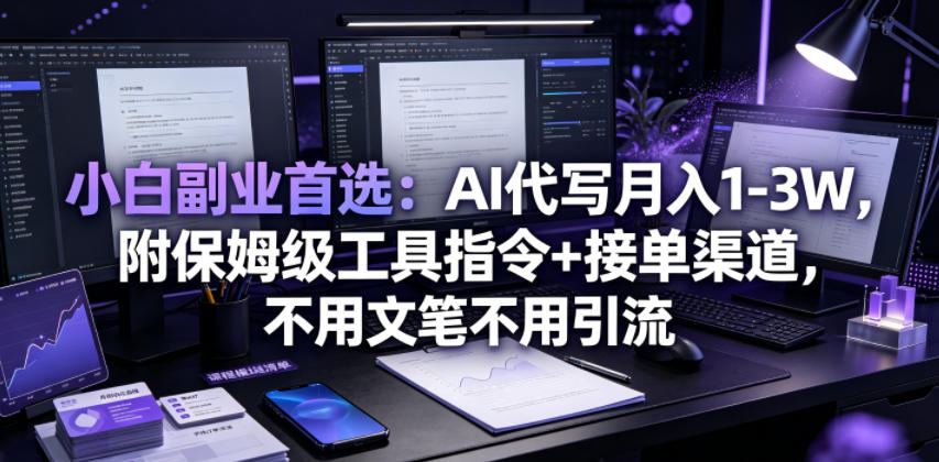 小白副业首选：AI代写月入1-3W，附保姆级工具指令+接单渠道，不用文笔不用引流【揭秘】-梦清研习社