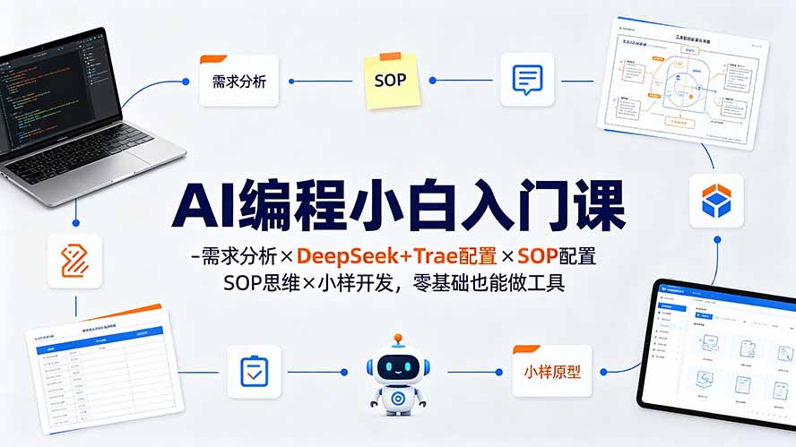 AI编程小白入门课-需求分析×DeepSeek+Trae配置×SOP思维×小样开发,零基础也能做工具-梦清研习社
