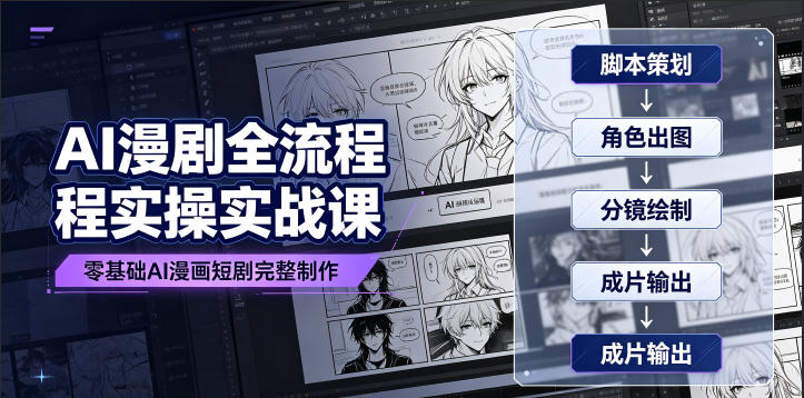 AI漫剧全流程实操实战课｜零基础AI漫画短剧完整制作、脚本出图成片全链路落地教程-梦清研习社