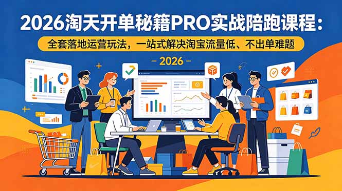 2026淘天开单秘籍PRO实战陪跑课程-更新:全套落地运营玩法,一站式解决淘宝流量低、不出单难题-梦清研习社