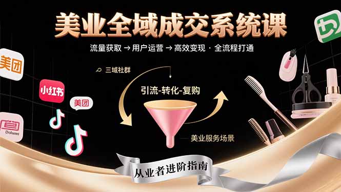 美业全域成交系统课程:帮助美业从业者打通从流量获取到高效变现全流程-梦清研习社