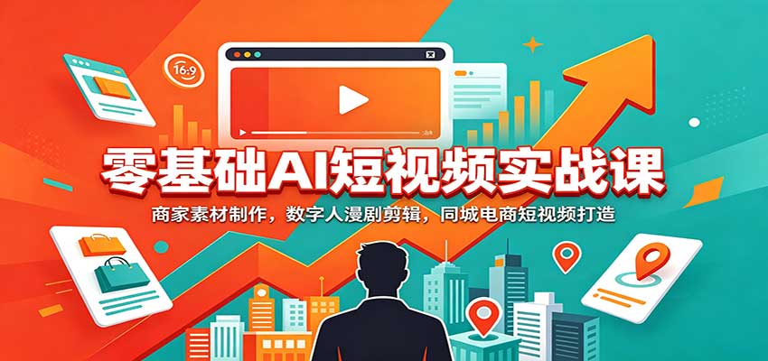 零基础AI短视频实战课：商家素材制作，数字人漫剧剪辑，同城电商短视频打造-梦清研习社