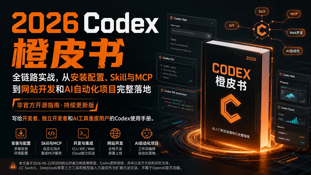 2026Codex橙皮书：全链路实战，从安装配置、Skill与MCP到网站开发和AI自动化项目完整落地-梦清研习社