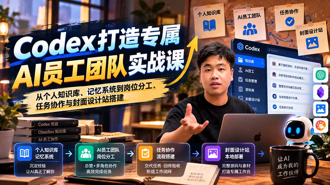 【无水印】Codex打造专属AI员工团队实战课：从个人知识库、记忆系统到岗位分工、任务协作与封面设计站搭建-梦清研习社