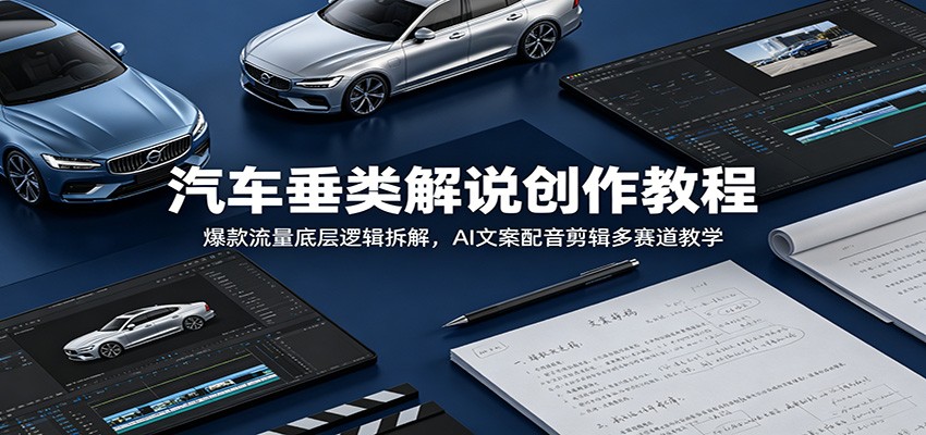 汽车垂类解说创作教程：爆款流量底层逻辑拆解，AI文案配音剪辑多赛道教学-梦清研习社