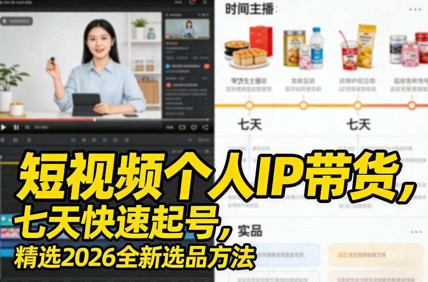 短视频个人IP带货，七天快速起号，精选2026全新选品方法-梦清研习社
