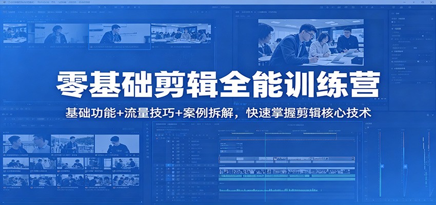 零基础剪辑全能训练营：基础功能+流量技巧+案例拆解，快速掌握剪辑核心技术-梦清研习社