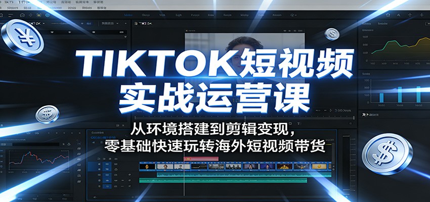 TIKTOK短视频实战运营课:从环境搭建到剪辑变现,零基础快速玩转海外短视频带货-梦清研习社
